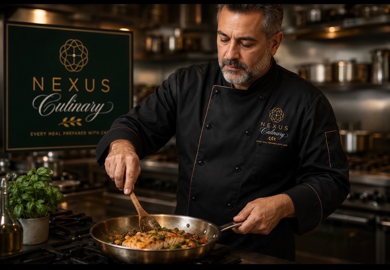 Nexus Culinary chef preparing a signature dish in a professional kitchen