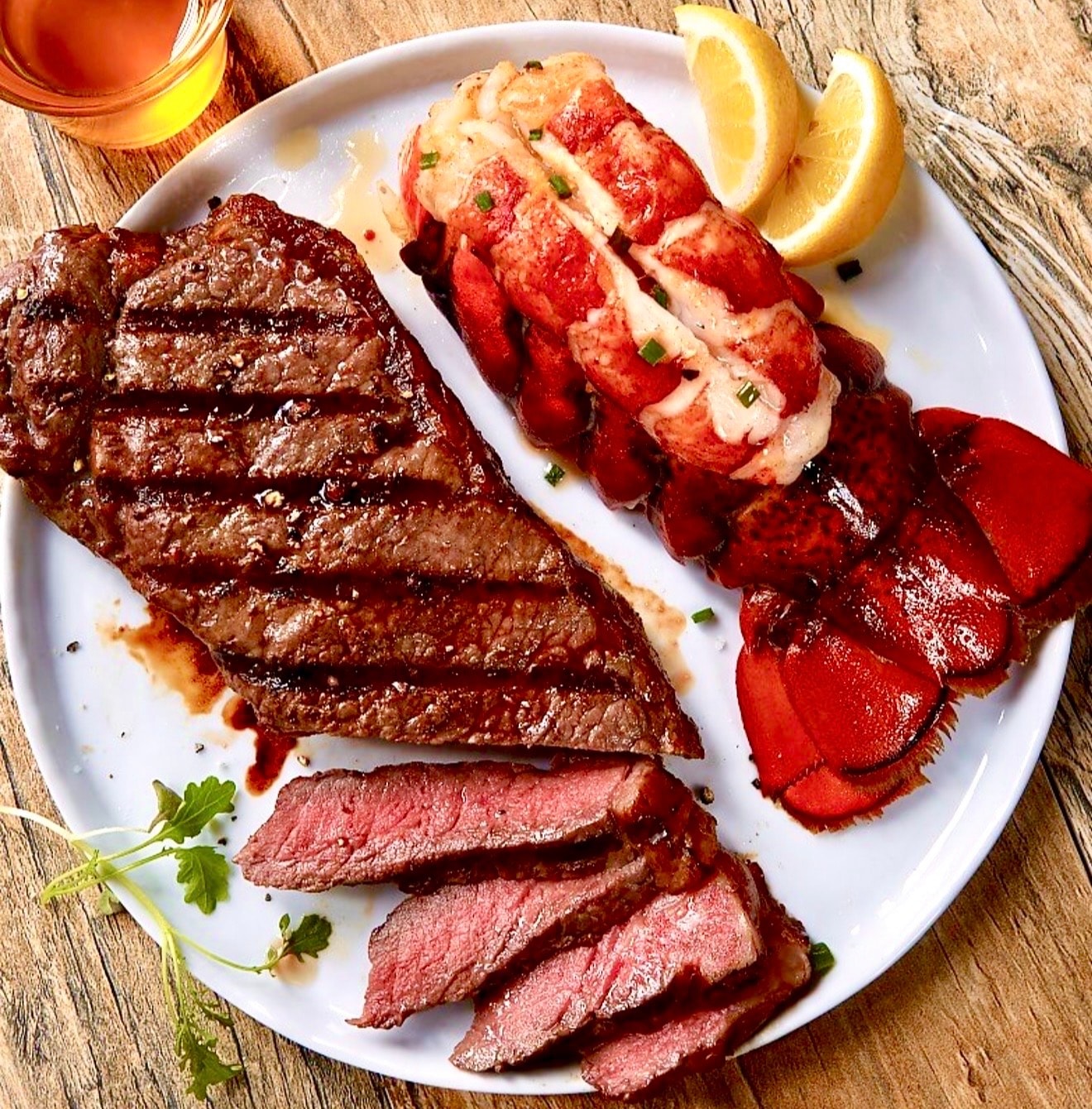 Grilled Steak with Lobster Tail — surf and turf signature dish
